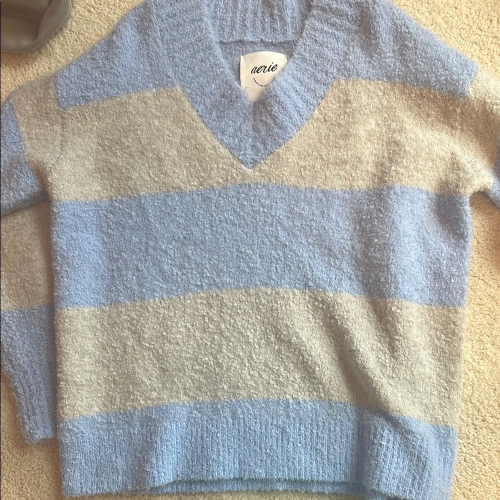 Aerie Striped V-Neck Sweater